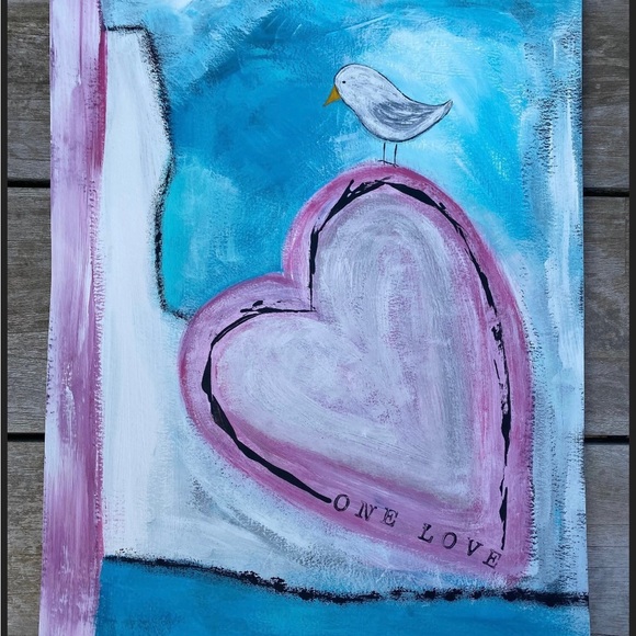 Original One Love Bird Painting 11” x 15” - Picture 3 of 5